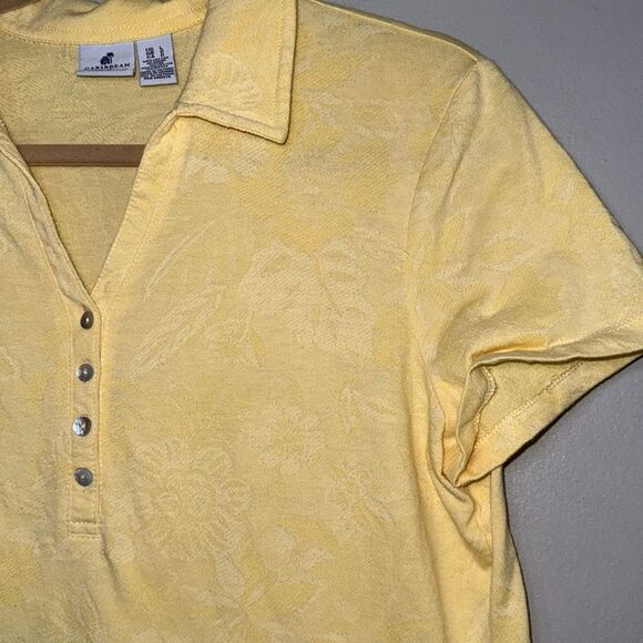 Caribbean Joe Yellow Fitted Polo Button Down Shirt - Picture 3 of 13